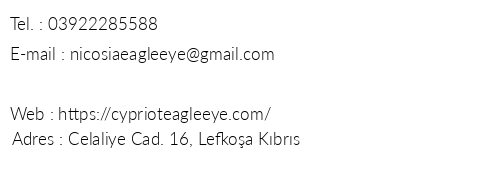 Nicosia Eagle Eye Boutique Hotel telefon numaralar, faks, e-mail, posta adresi ve iletiim bilgileri